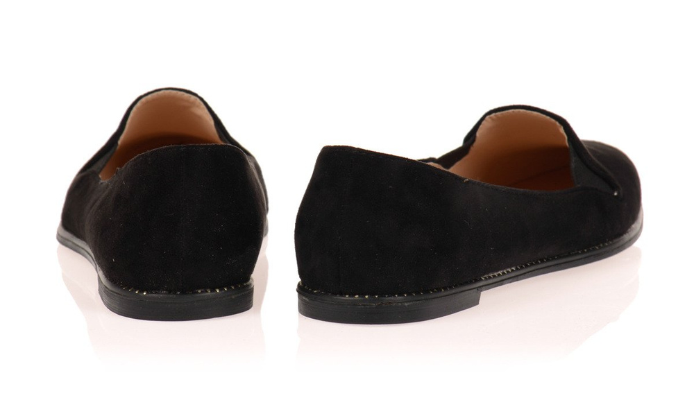 Piękne Balerinki Lordsy SlipOn Welur Czarne