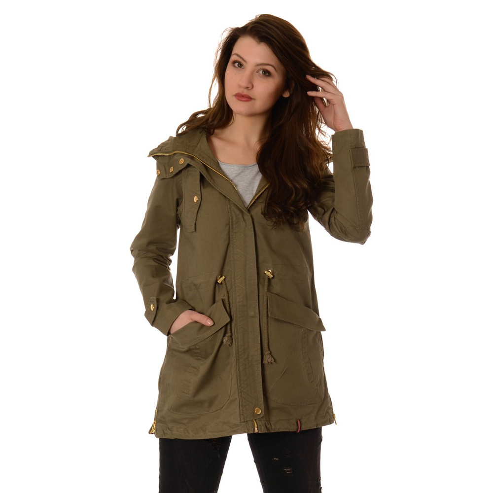 Damska Wiosenna Parka Zielona