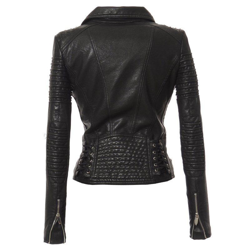 Damska Skórzana Kurtka Ramoneska Czarna