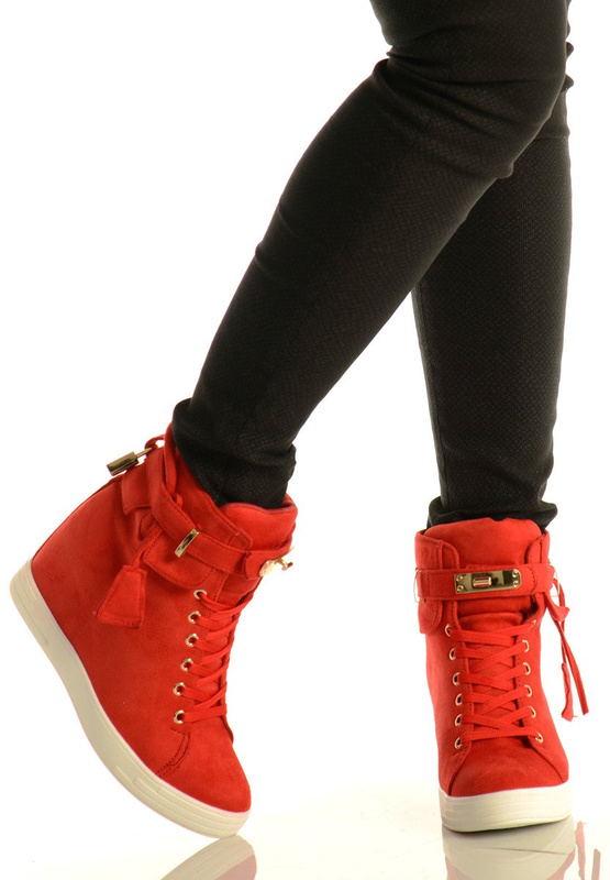 Damskie Botki Sneakersy Lora Czerwone