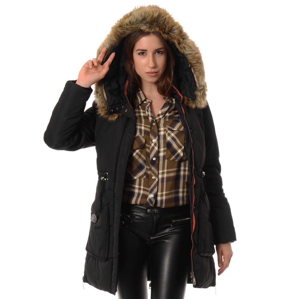 Damska Zimowa Kurtka Płaszczyk Czarna