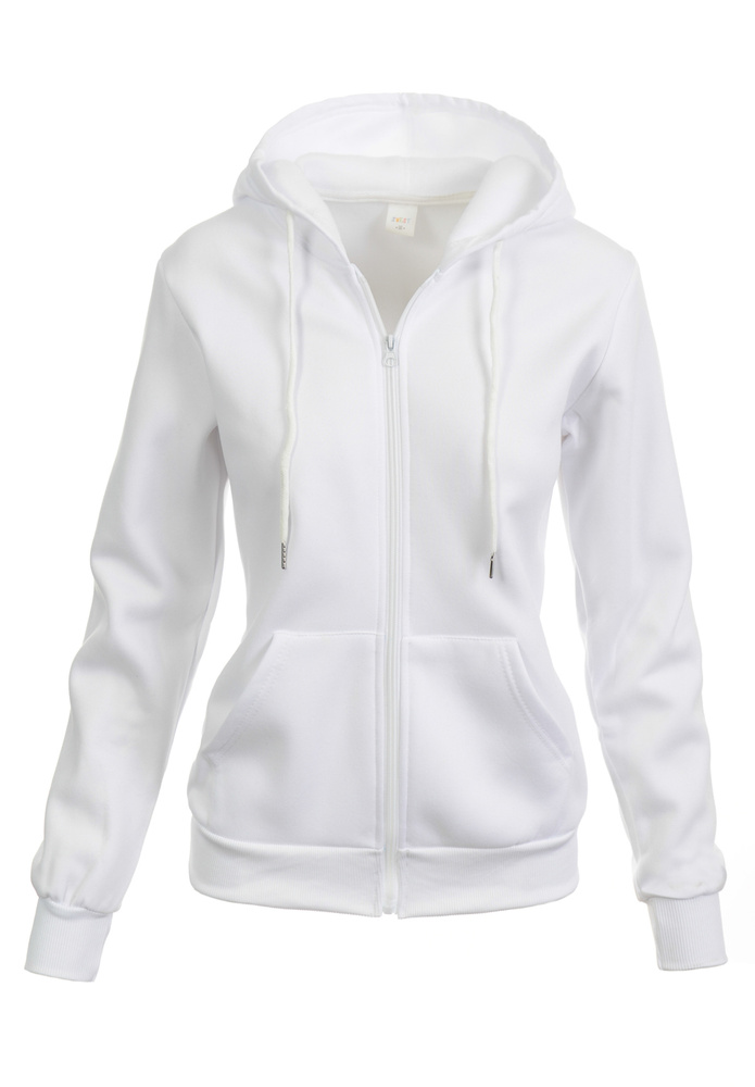 Damska Bluza Z Kapturem Rozsuwana Biała