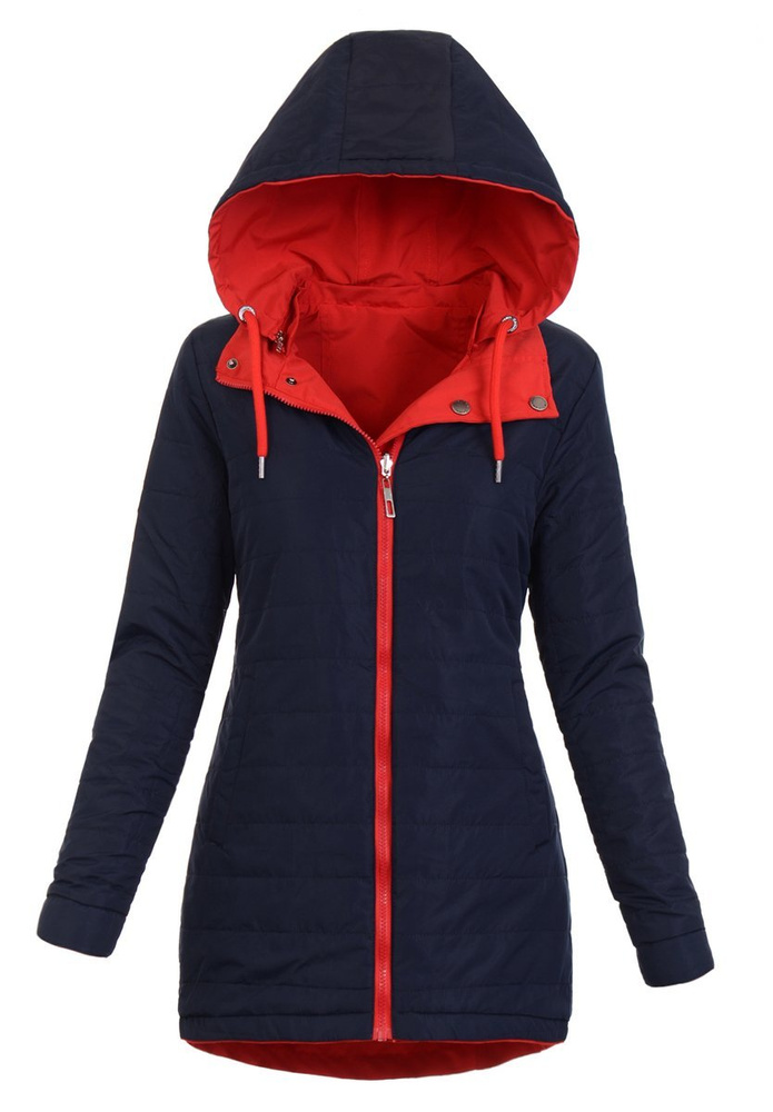 Parka Wiosenna Dwustronna Czerwono-Granatowa