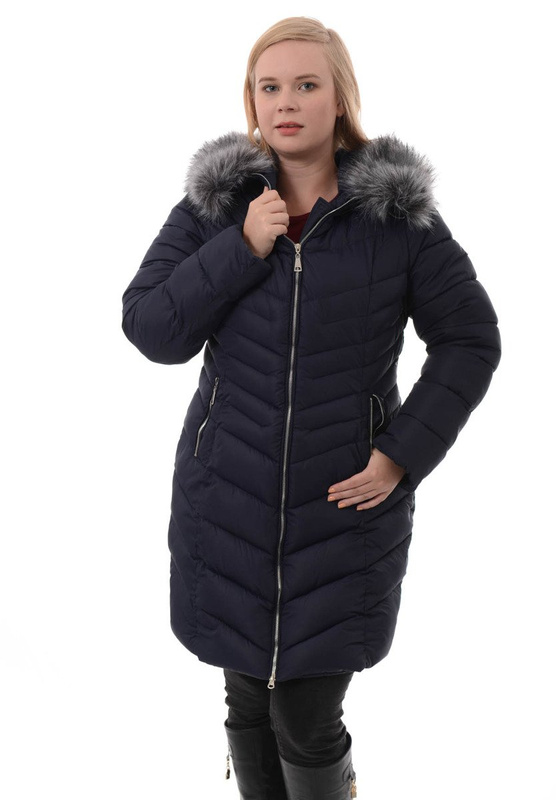 Damska Zimowa Ortalionowa Kurtka Granatowa