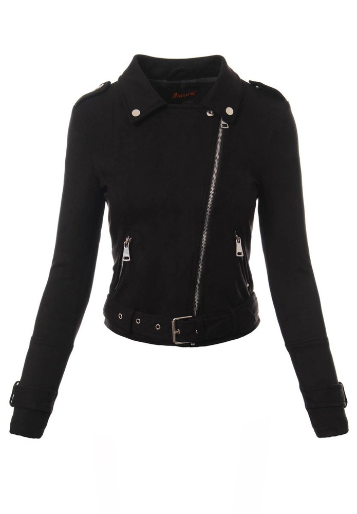 Ramoneska Nela w Kolorze Czarnym z Zamszu