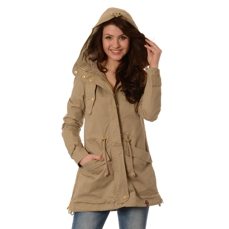 Damska Wiosenna Parka Beżowa