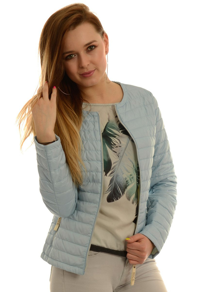 Damska Jesienna Wiosenna Kurtka Ortalionowa Błękitna