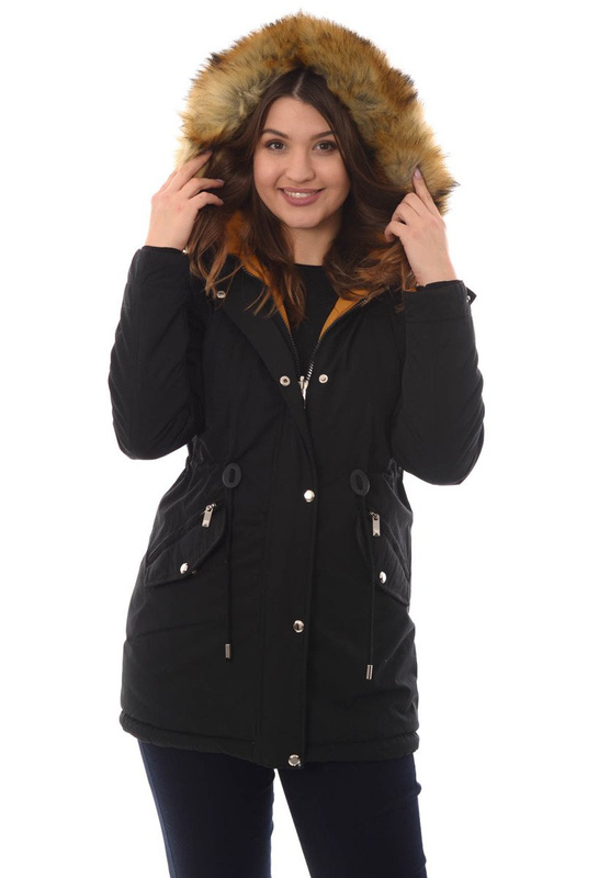 Damska Dwustronna Zimowa Kurtka Adriana Czarna