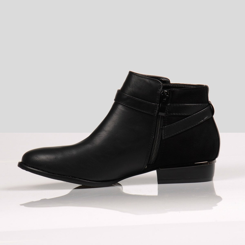 Botki Jazzówki Skóra Welur Zamek Black