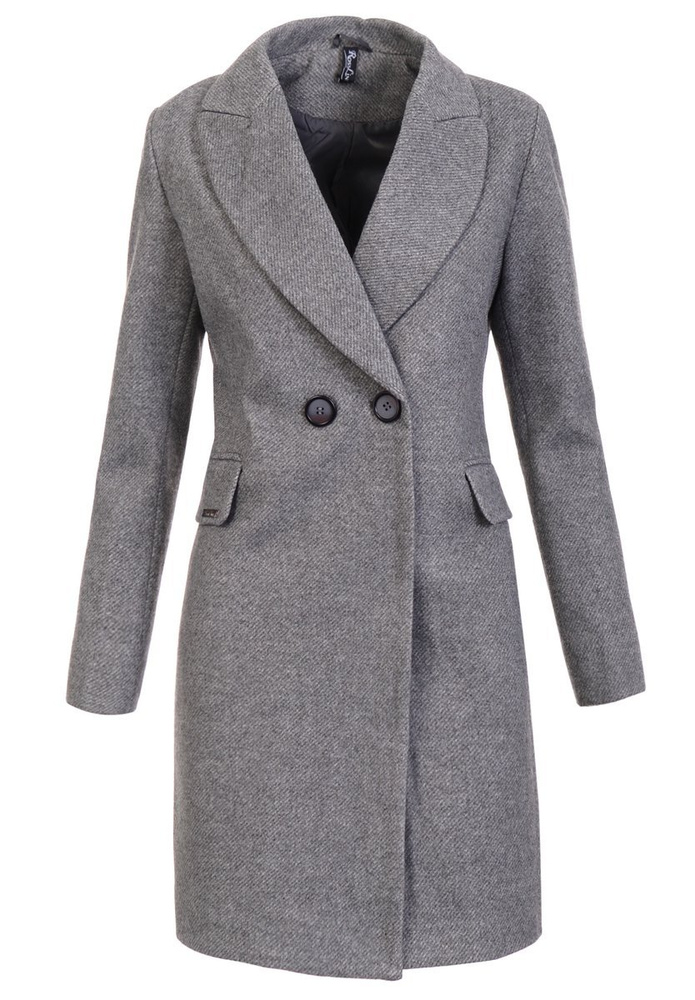 Dzianinowy Płaszcz Wiosenno - Jesienny Szary