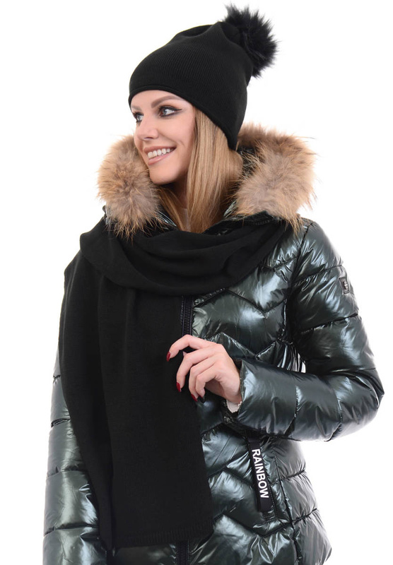 Damski Komplet Czapka Z Szalikiem Czarny