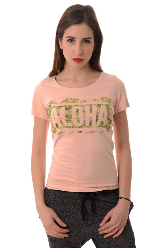 Koszulka Bluzka T-shirt Nadruk Morelowa