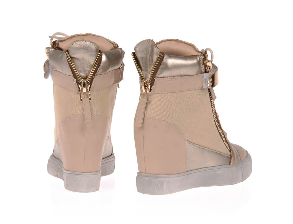 Damskie Botki Sneakersy Złote Ozdoby GOLD