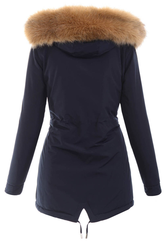 Damska Kurtka Zimowa Parka Dwustronna Joanna Granatowa