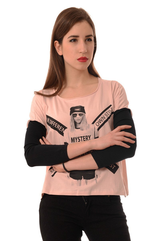 Bluzka Damska Szeroka Oversize Różowa GLO