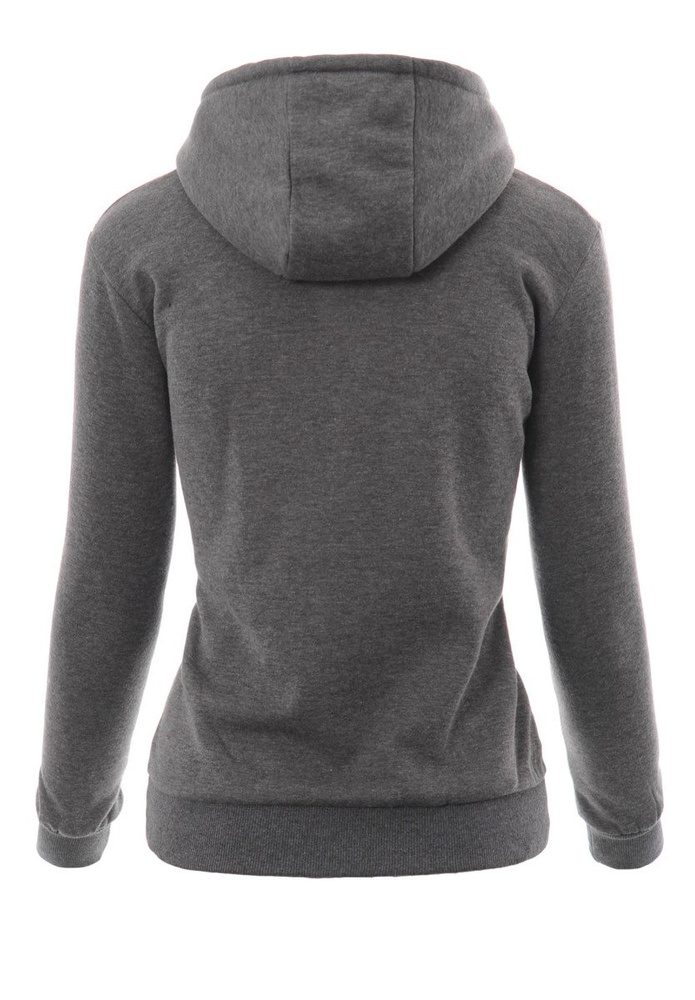 Damska Bluza Bawełniana Z Kapturem Ciemno Szara