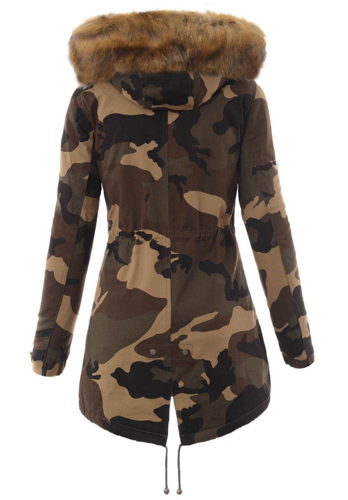 Parka Filomena Zielona z Brązowym Futerkiem