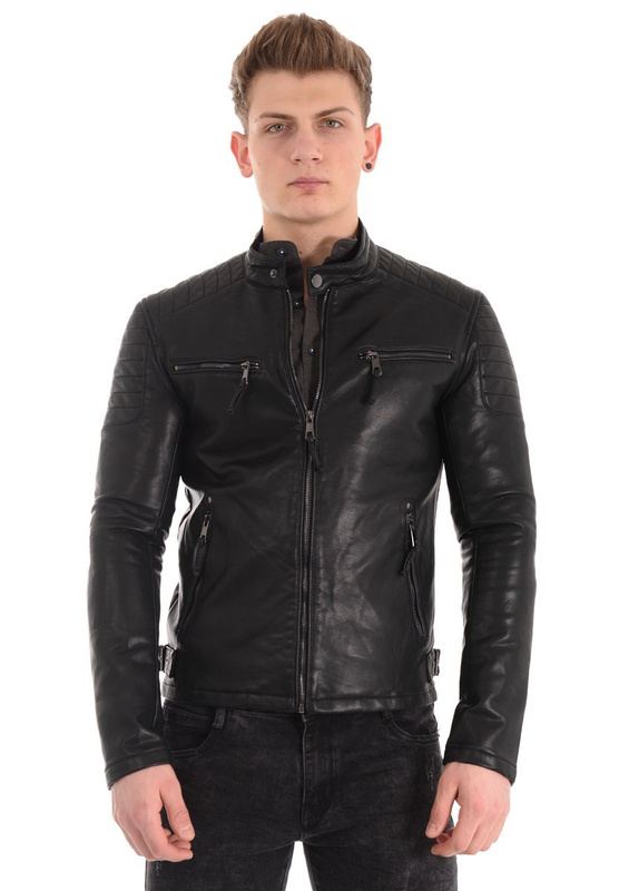 Męska Kurtka Skórzana Czarna