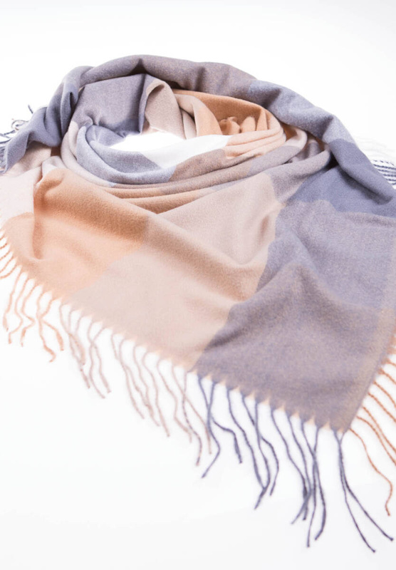 Damska Chusta Beżowa W Kratę