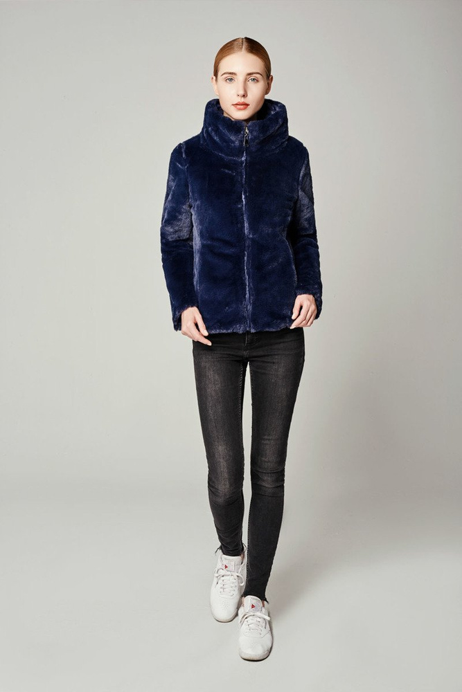 Damska Dwustronna Zimowa Kurtka Ortalionowa Nikola Granatowa