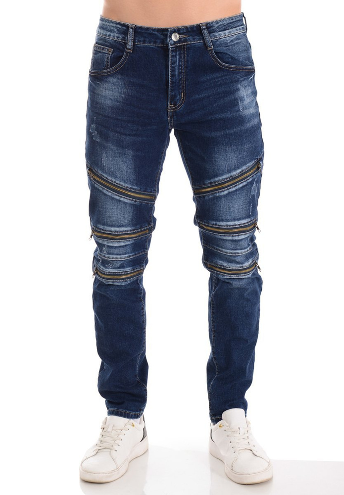 Męskie Spodnie Jeansowe Granatowe