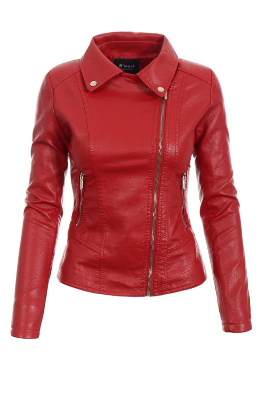 Damska Kurtka Ramoneska Hiacynta Czerwona