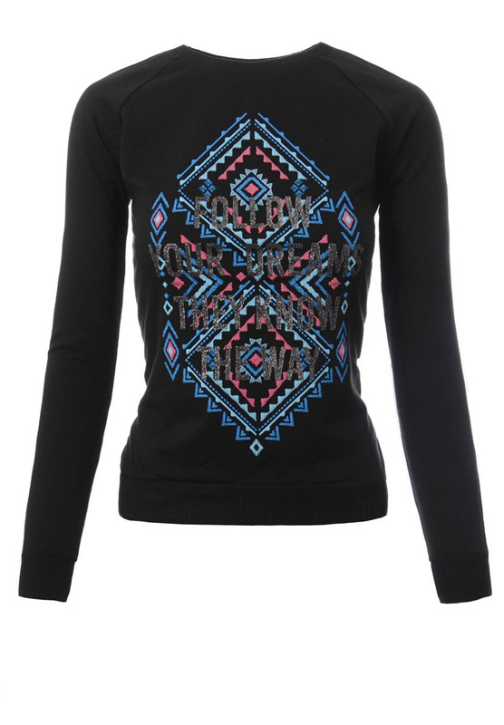 Damska Bluza Bawełniana Nadruk FOLLOW YOUR DREAMS Czarna