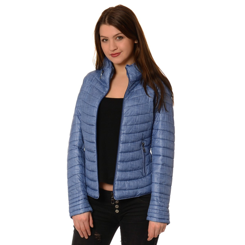 Damska Wiosenna Kurtka Ortalionowa Niebieska Melanż