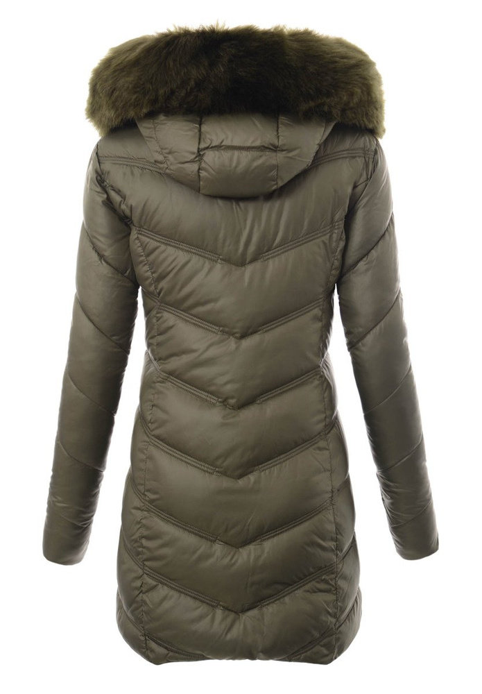 Damska Długa Zimowa Kurtka Ortalionowa Zielona