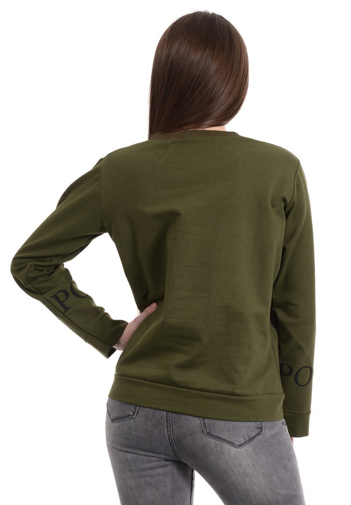 Damska Bluza Bawełniana Nadruk INHIBITING US Zielona