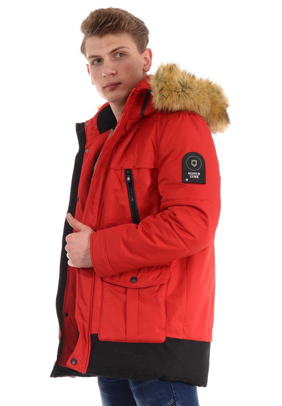 Męska Zimowa Kurtka Jurek Czerwona