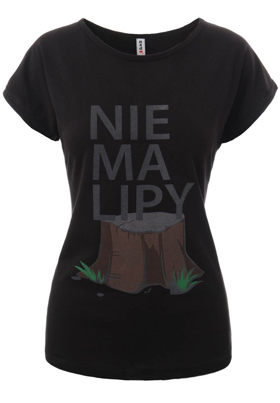 Damska Koszulka Krótki Rękaw Nadruk "Nie ma lipy" Czarna