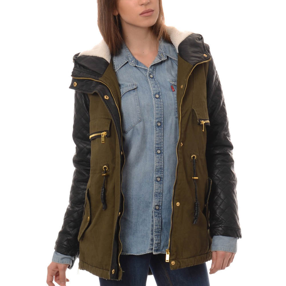 Damska Zimowa Parka Kurtka Oliwkowa (589)