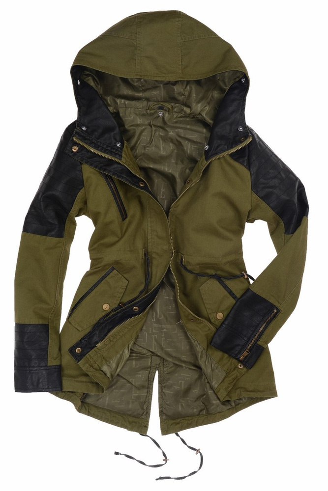 Damska Kurtka Parka 2w1 Jesienna Zimowa Zielona