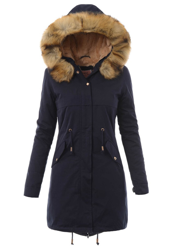 Damska Kurtka Parka Zimowa 2w1 Granat