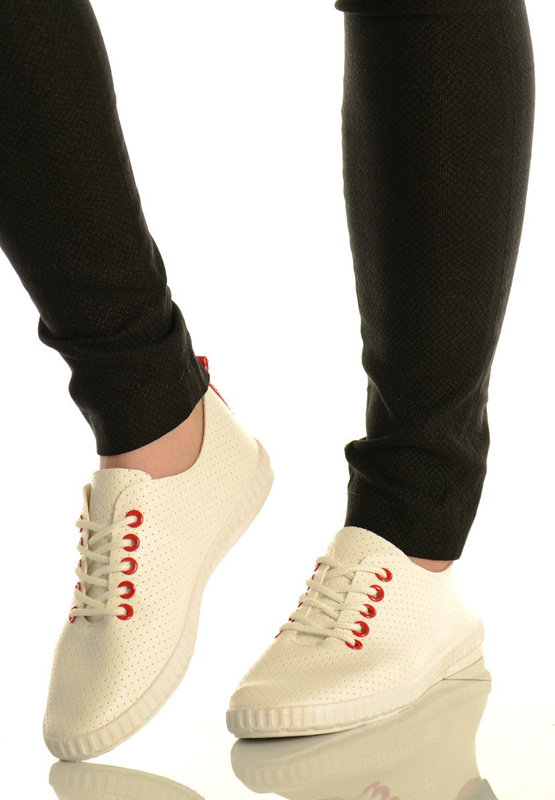 Damskie Trampki Tenisówki Karla Biało Czerwone