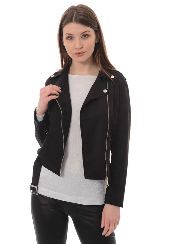 Ramoneska w Kolorze Czarnym z Zamszu