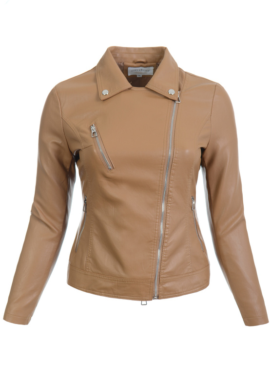 Damska Kurtka Ramoneska Alana Jasno Brązowa
