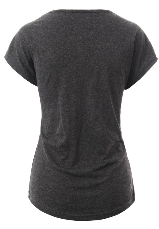 Damska Koszulka Krótki Rękaw T-Shirt Nadruk Hello Ciemno Szara