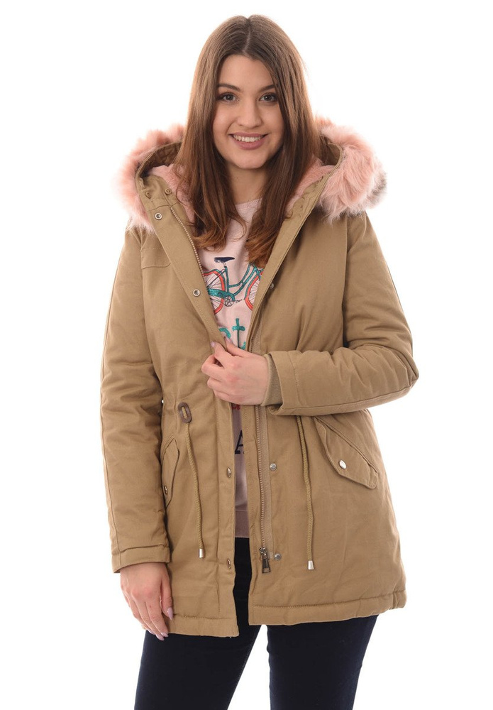 Damska Kurtka Parka Zimowa Kornela Beżowa