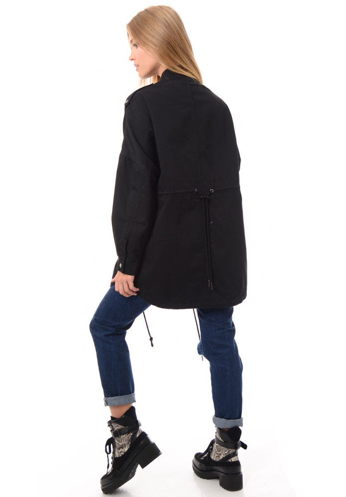 Damska Kurtka Parka Wiosenna Oversize Czarna