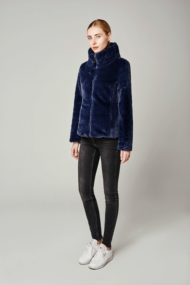 Damska Dwustronna Zimowa Kurtka Ortalionowa Nikola Granatowa