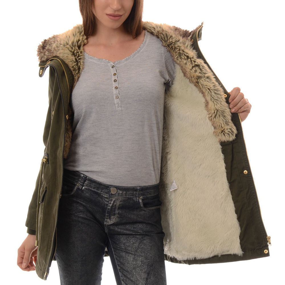 Damska Parka Kurtka Zimowa Zielona