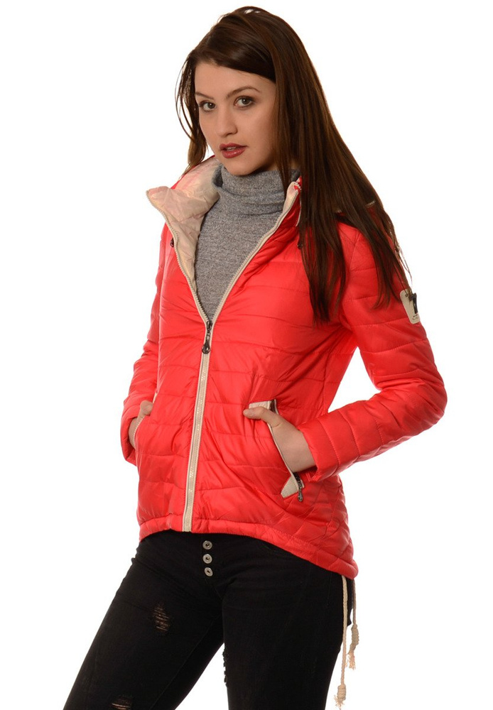 Damska Jesienna Kurtka Ortalionowa Eva Malinowa