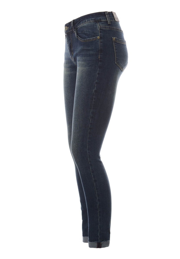 Damskie Spodnie Jeansy Rurki Granatowe