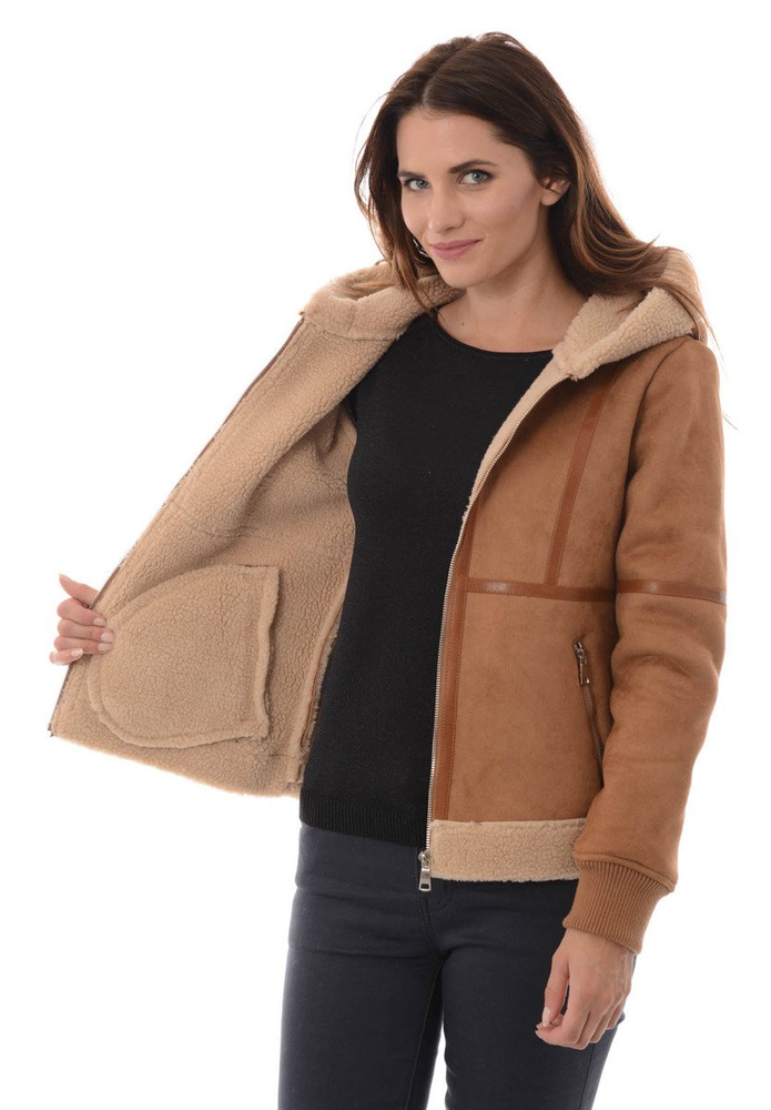 Damska Zimowa Kurtka Kożuszek Miriam Brązowa