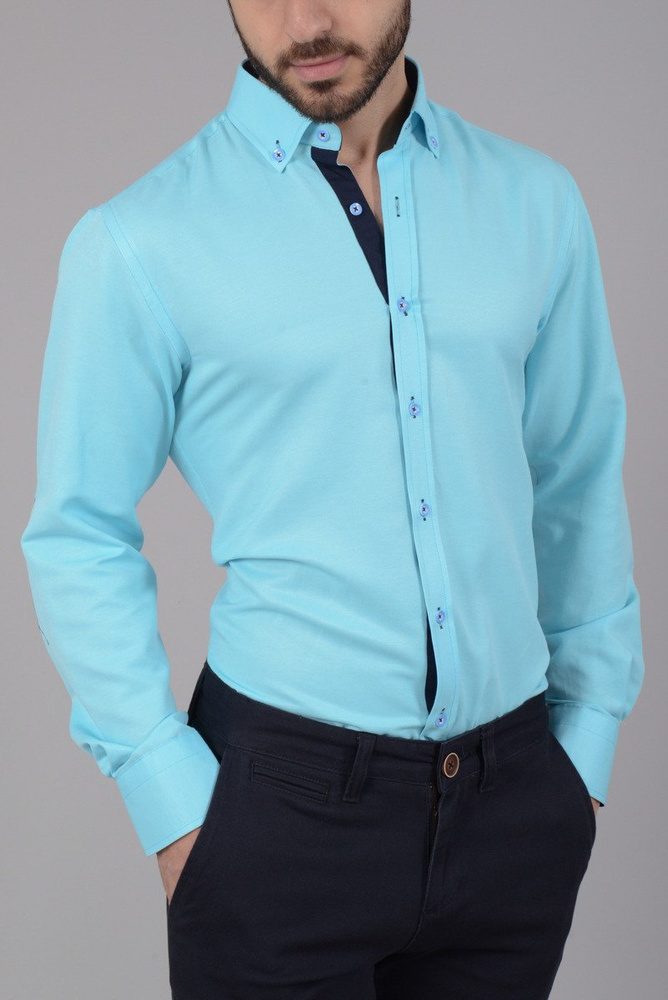 Elegancka Męska Koszula Łaty Morska Zieleń