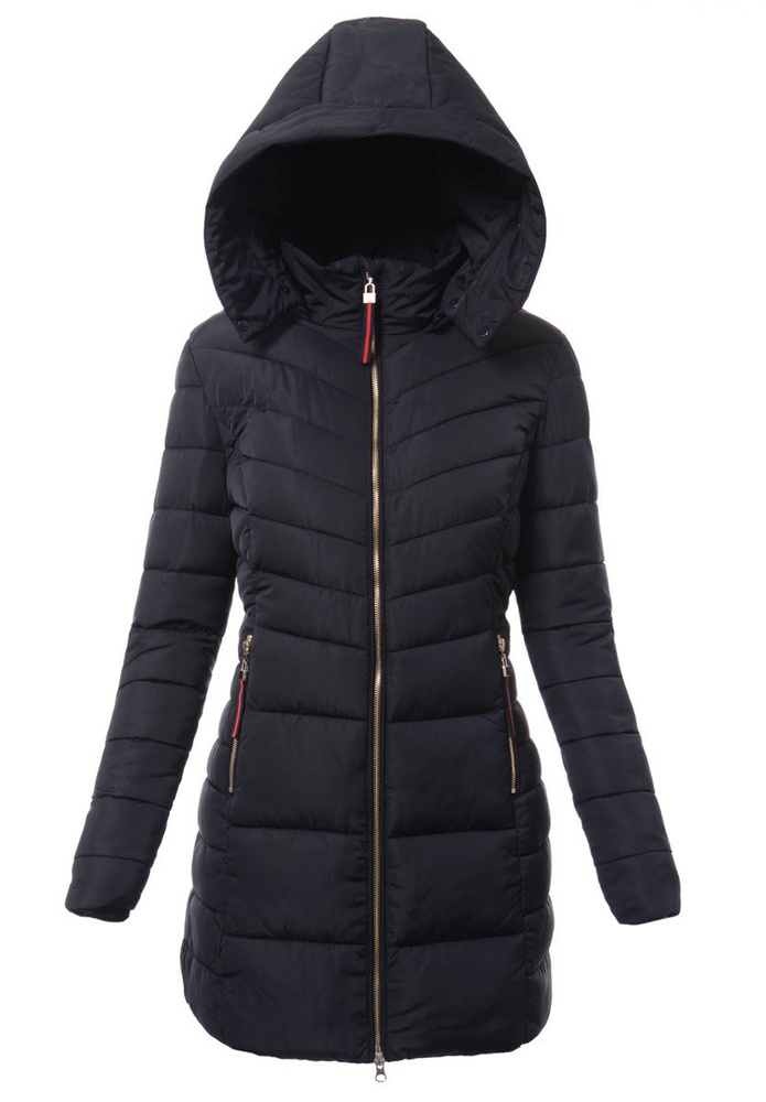Damska Długa Zimowa Kurtka Ortalionowa Sylwia Granatowa