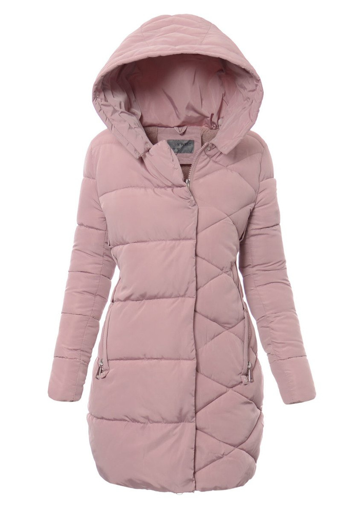 Damska Długa Zimowa Kurtka Ortalionowa Różowa