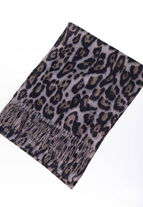 Szal Damski Szary W Panterkę
